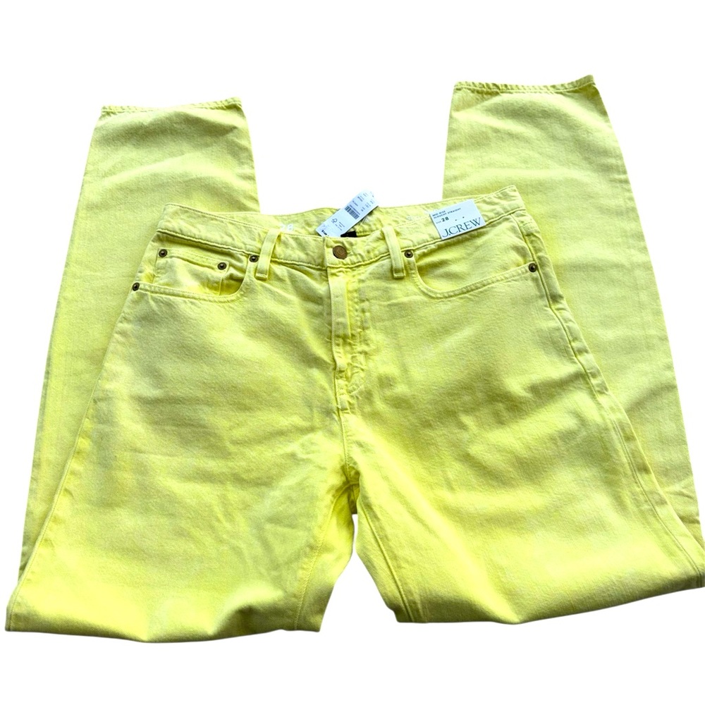 NWT- J.Crew Mid-Rise Slouchy-straight - dad jean‎ Size 28 in Lemon Sorbet